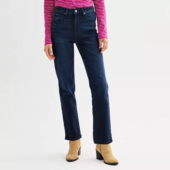 Sonoma Life Style Straight Leg Mom Jeans Covered Back Pocket Stretch Denim sz 10 - Picture 1 of 6